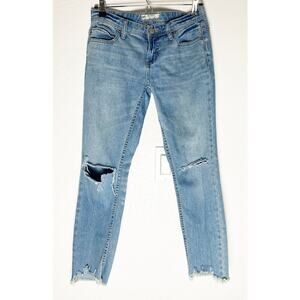 Free People Womens Low Rise Distressed Skinny Frayed Hem Cotton Stretch Jeans 26